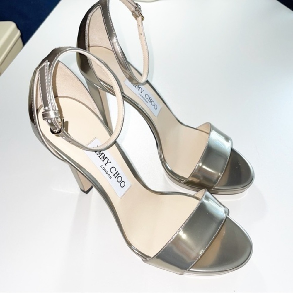 Jimmy Choo Gold Ankle Strap High Heels Size 38 - Picture 4 of 7